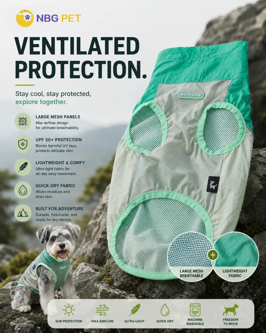 Matching ventilated protective dog apparel poster