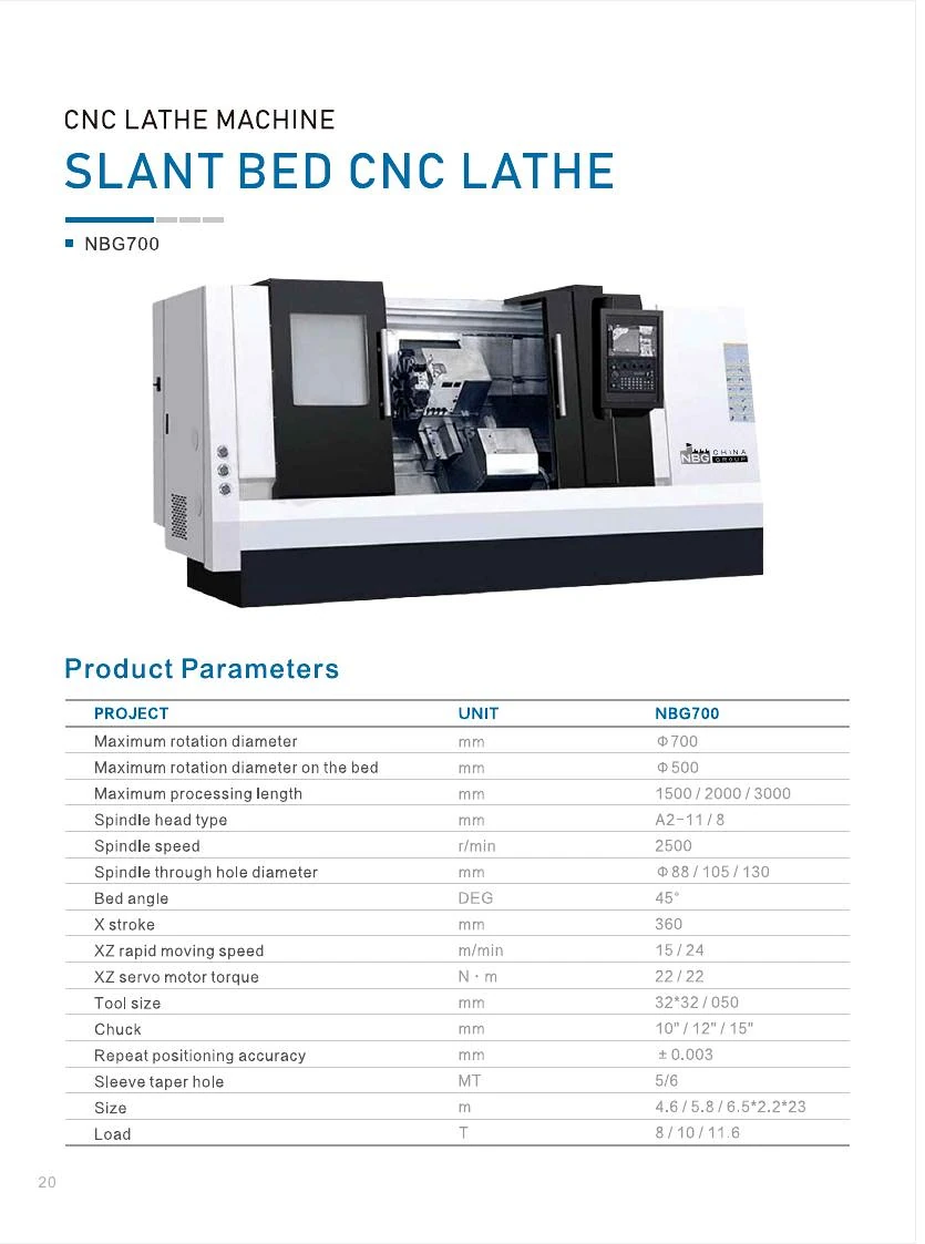 NBG700 Slant-Bed CNC Lathe catalog reference