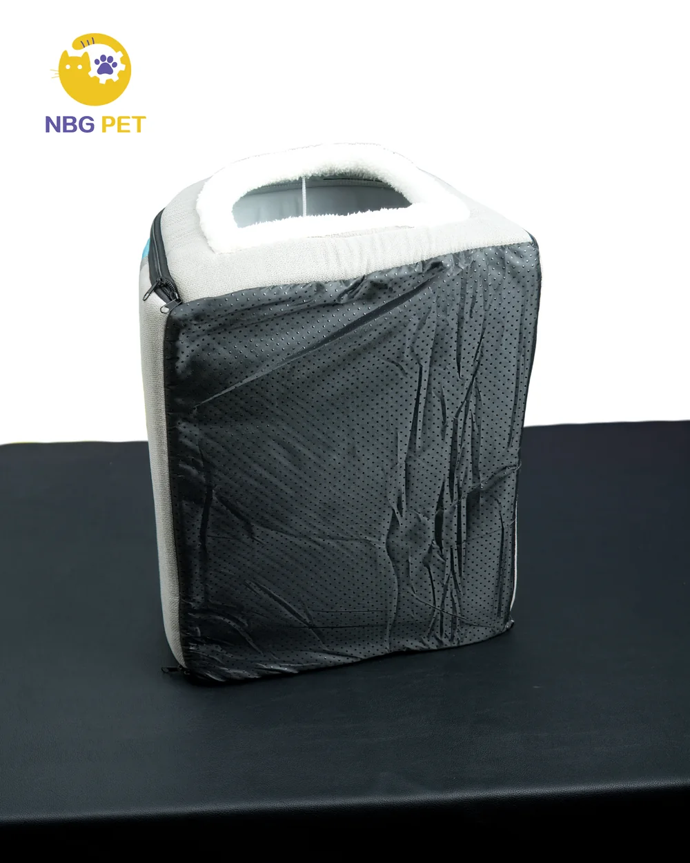 Folded transport view of the blue portable cave bed