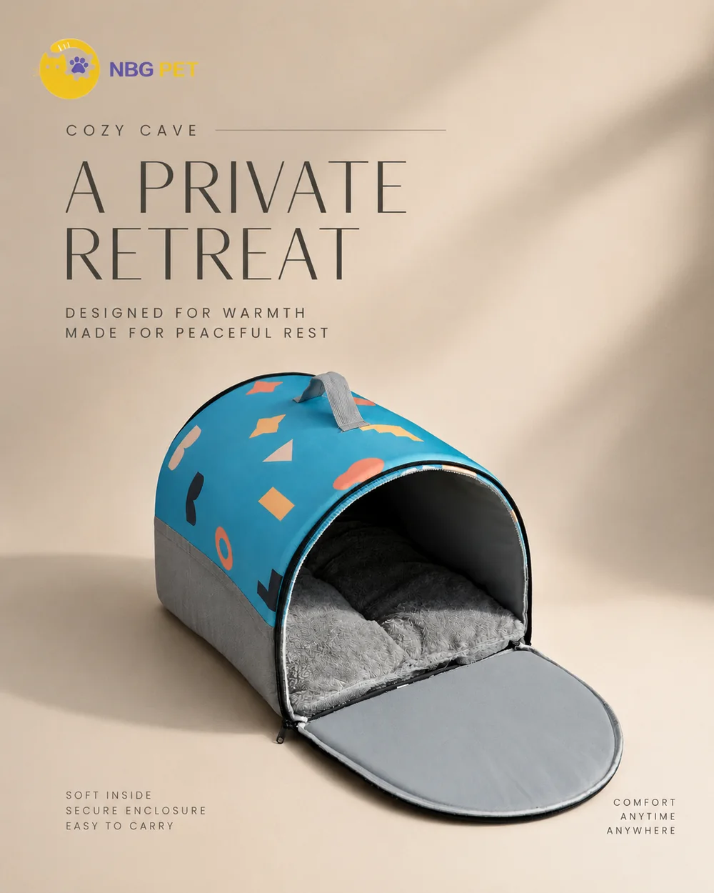 NBG Pet portable cave bed product poster